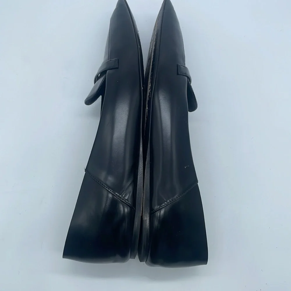 Prada Black pointed toe soft leather logo embossed foldable loafer flats 40.5 - Picture 5 of 8